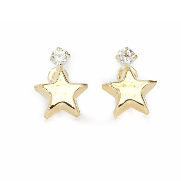 Amor Eterno - Broqueles / Estrella Diamante / Aretes Oro 10k