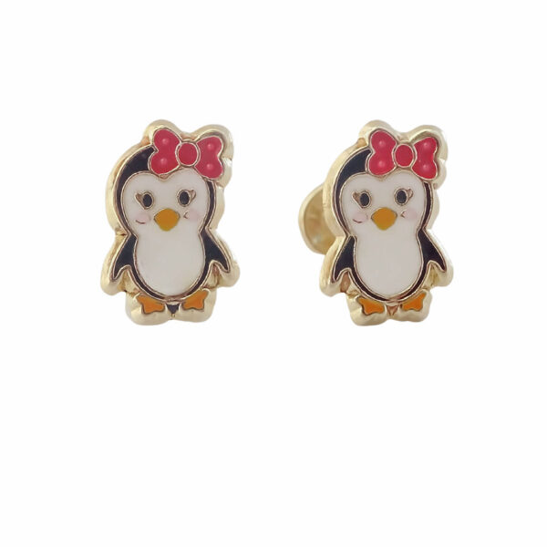 Amor Eterno - Broqueles Deluxe Pinguinos / Aretes / Oro 10k / Pinguinita