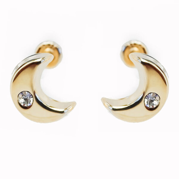 Amor Eterno - Broqueles Luna Basic Diamante / Aretes Oro 10k