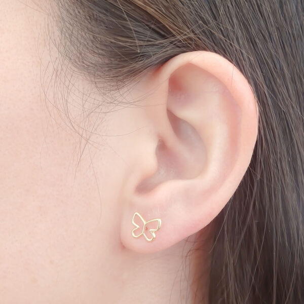 Amor Eterno - Broqueles Mariposa Minimalista Aretes Oro 10k - Imagen 8