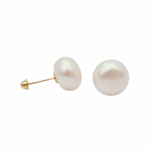 Amor Eterno - Broqueles Elegantes / Perla 9mm Aretes Oro 10k
