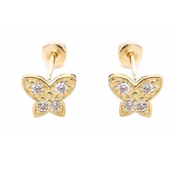 Amor Eterno - Aretes Mariposa Mini Diamantes / Oro 10k