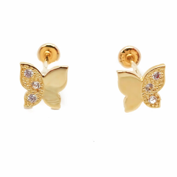 Amor Eterno - Broqueles Mariposita / Aretes / Oro Sólido 10k