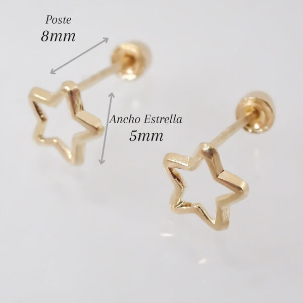 Amor Eterno - Broqueles Estrella Silueta / Aretes / Oro 10k - Imagen 2