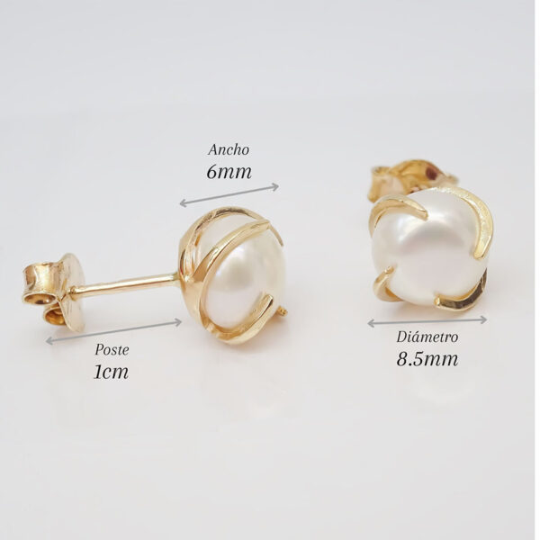 Amor Eterno - Perla Espiral Gde Aretes Con Mariposa Oro 10k - Imagen 2