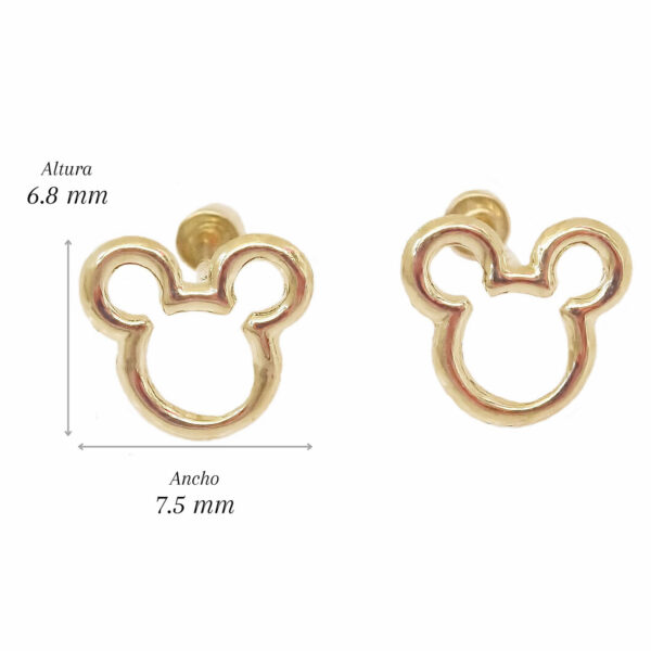 Amor Eterno - Broqueles Disney Silueta Mickey Aretes / Oro 10k - Imagen 2