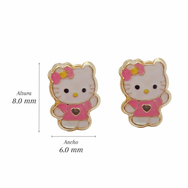 Amor Eterno - Broqueles Aretes / Hello Kitty / Oro 10k - Imagen 2