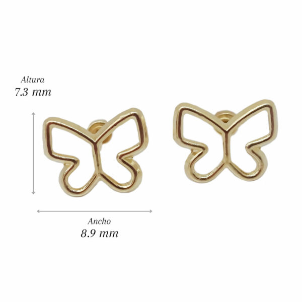 Amor Eterno - Broqueles Mariposa Minimalista Aretes Oro 10k - Imagen 2