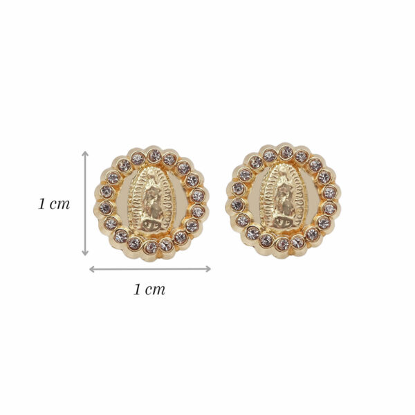 Amor Eterno - Broqueles Aretes Virgen Guadalupe 18p Oro 10k - Imagen 2