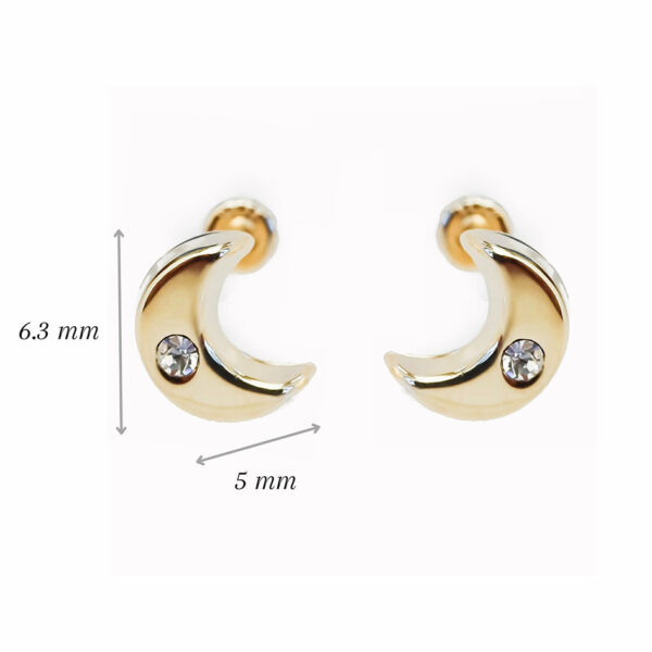 Amor Eterno - Broqueles Luna Basic Diamante / Aretes Oro 10k - Imagen 2