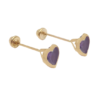 Amor Eterno - Broquel Corazón Bisel #4 / Aretes Oro 10k / Morado