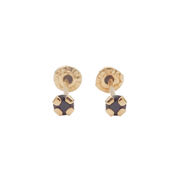 Amor Eterno - Broqueles Recto Mini Bebé / Aretes / Oro 10k / Negro