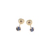 Amor Eterno - Broqueles Recto Mini Bebé / Aretes / Oro 10k / Azul