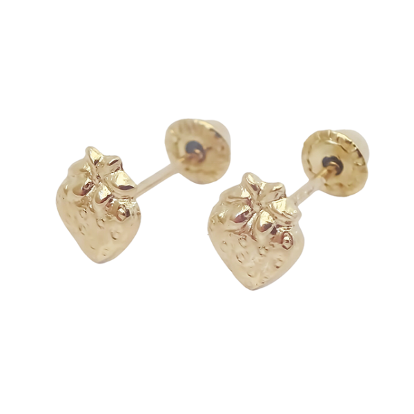 Amor Eterno - Broqueles Fresa Strawberry Bb Aretes Oro 10k