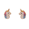 Amor Eterno - Broquel / Arete / Oro Sólido 10k De Unicornio Arcoiris