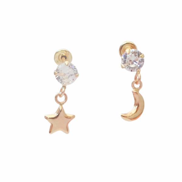 Amor Eterno - Broqueles Destello Luna Estrella Aretes 10k