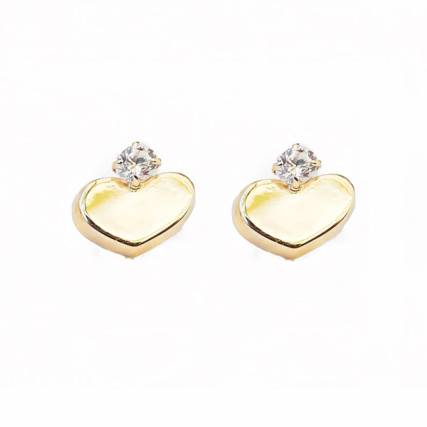 Amor Eterno - Broqueles / Corazón Diamante / Aretes Oro 10k