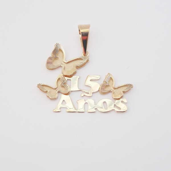 Amor Eterno - Dije Mariposas Xv Años Oro Sólido 10k + Cadena de Regalo - Imagen 4