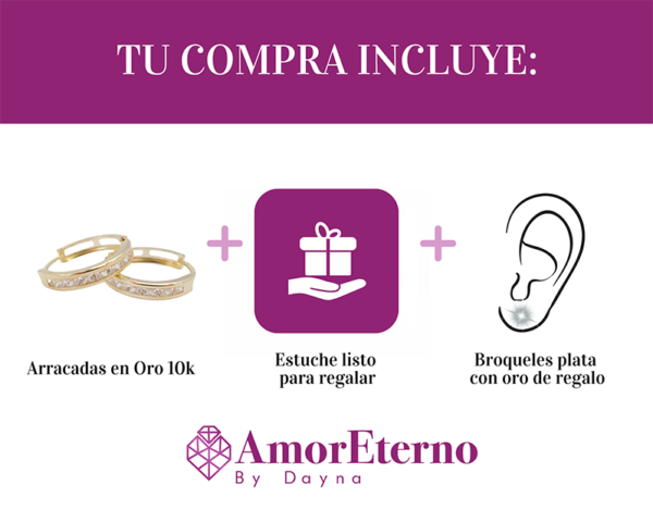 Amor Eterno - Arracadas / Aretes / Huggies Dahlia* Oro 10k - Imagen 7