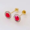 Amor Eterno - Broqueles Círculo Rojo Mini / Aretes Oro 10k - Imagen 8