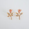 Amor Eterno - Broqueles Rosa Flor / Aretes Oro Sólido 10k - Imagen 4