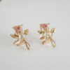 Amor Eterno - Broqueles Rosa Flor / Aretes Oro Sólido 10k - Imagen 5