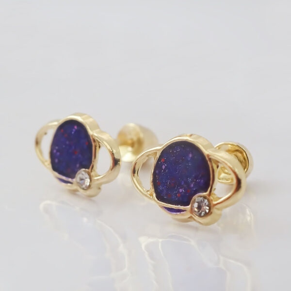 Amor Eterno - Broqueles Deluxe Saturno / Aretes / Oro 10k / Morado - Imagen 7