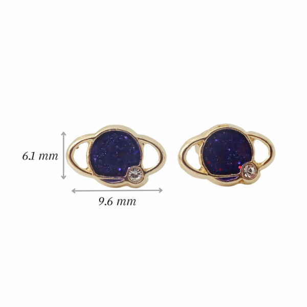 Amor Eterno - Broqueles Deluxe Saturno / Aretes / Oro 10k / Morado - Imagen 2