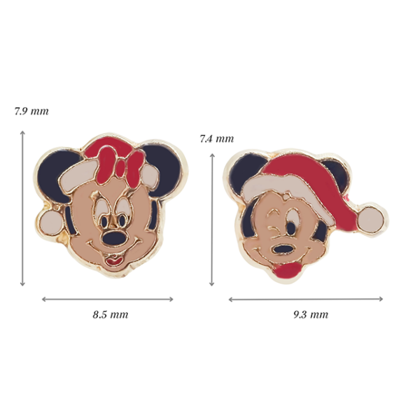 Amor Eterno - Broqueles / Mickey Minnie Navideño Oro 10k / Mickey - Minnie - Imagen 2