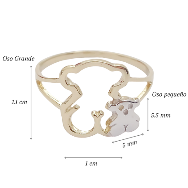 Amor Eterno - Anillo Doble Ositos Touss / Oro Sólido 10k - Imagen 2