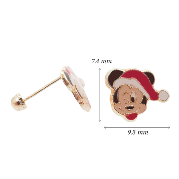 Amor Eterno - Broqueles / Mickey Minnie Navideño Oro 10k / Mickey - Imagen 2