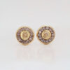 Amor Eterno - Broqueles Bisel Con Aro / Aretes Oro 10k / Transparente - Imagen 5
