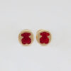 Amor Eterno - Broqueles Osito Tambor Chico / Aretes Oro 10k / Rojo - Imagen 5