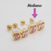 Amor Eterno - Broqueles Osito Tambor Mediano / Aretes Oro 10k / Rosa - Imagen 4