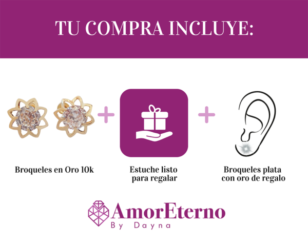 Amor Eterno - Broqueles / Flor Mandala / Aretes / Oro 10k - Imagen 8