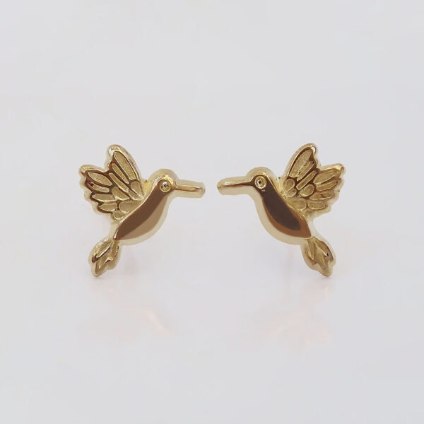 Amor Eterno - Broqueles Colibrí Fly Premium / Aretes Oro 10k - Imagen 4