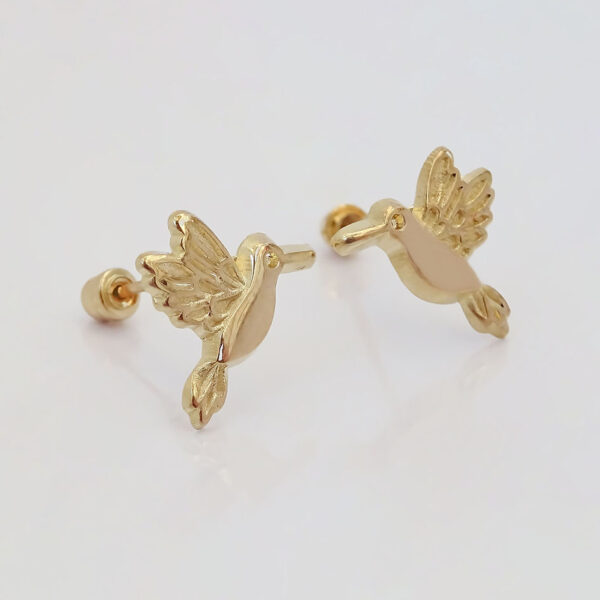 Amor Eterno - Broqueles Colibrí Fly Premium / Aretes Oro 10k - Imagen 5