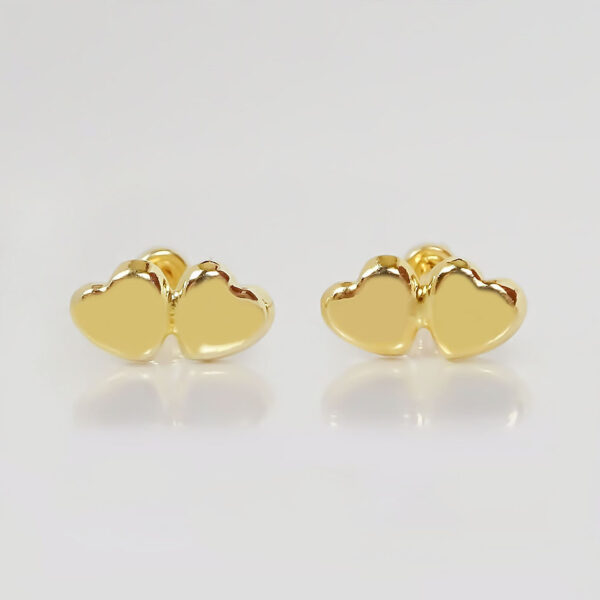 Amor Eterno - Broqueles Corazón Tu Y Yo / Aretes / Oro 10k / Dorado - Imagen 4