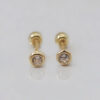 Amor Eterno - Broqueles Bisel Mini Bebé 2mm / Aretes Oro 10k - Imagen 4