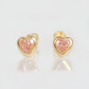 Amor Eterno - Broquel Corazón Bisel Mini Bebé Aretes Oro 10k / ROSA - Imagen 4