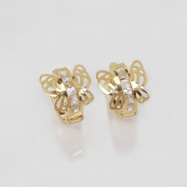 Amor Eterno - Arracadas Huggie Mariposa / Aretes Oro 10k - Imagen 5