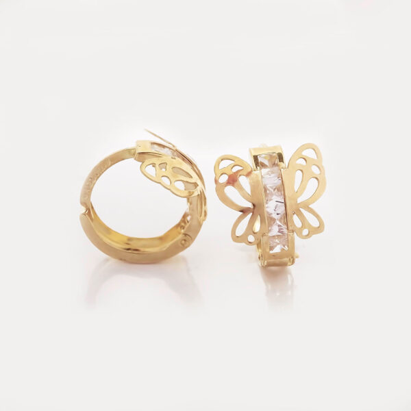 Amor Eterno - Arracadas Huggie Mariposa / Aretes Oro 10k - Imagen 7