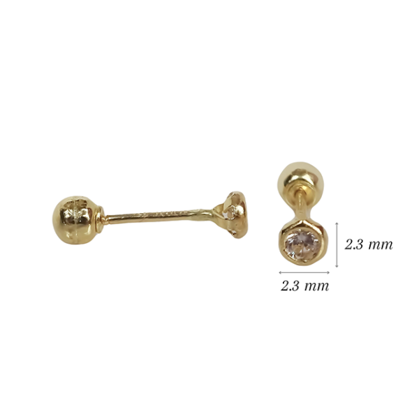 Amor Eterno - Broqueles Bisel Mini Bebé 2mm / Aretes Oro 10k - Imagen 2