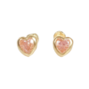 Amor Eterno - Broquel Corazón Bisel Mini Bebé Aretes Oro 10k / ROSA