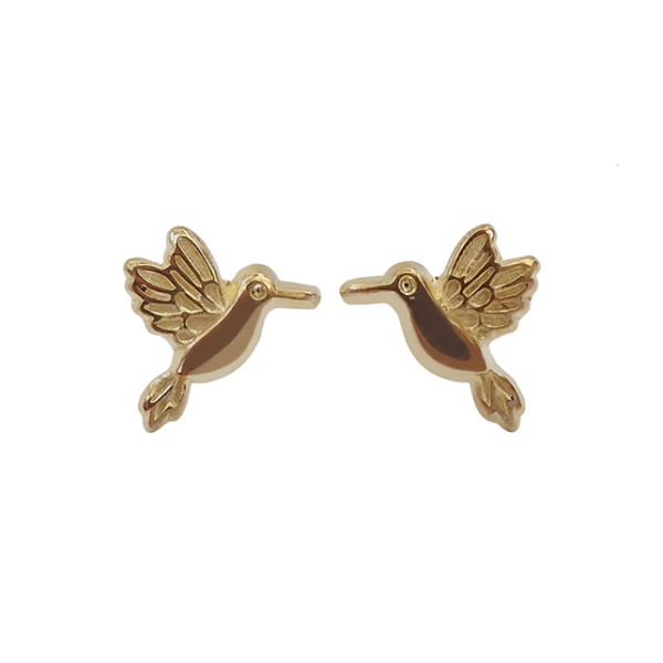 Amor Eterno - Broqueles Colibrí Fly Premium / Aretes Oro 10k