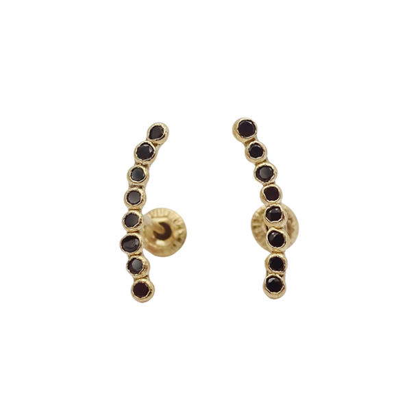 Amor Eterno - Broqueles Lambada Bebé / Aretes Oro 10k / Negro