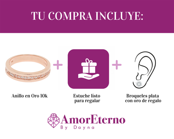 Amor Eterno - Anillo Tiana / Oro Sólido 10k / Rosa - Imagen 9