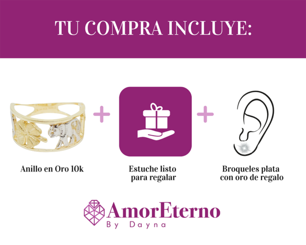 Amor Eterno - Anillo Argolla / Buena Suerte 6mm / Oro 10k - Imagen 8