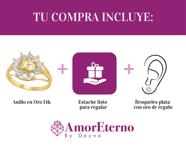 Amor Eterno - Anillo Xv Años / Rose / Oro 14k Solido - Imagen 8