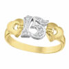 Amor Eterno - Anillo Xv Años / 2 Corazones / Oro 14k Sólido